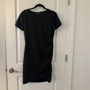 Vero Moda Black Short-Sleeve Ruched Mini Dress